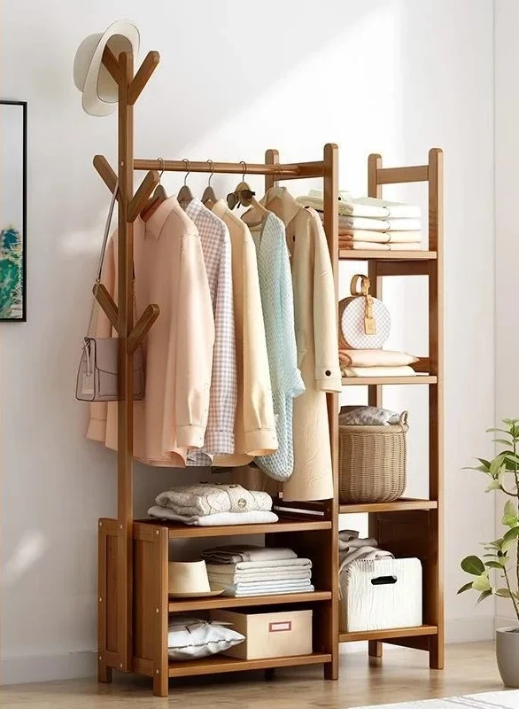 Meuble porte manteau chaussure en bois foncé ouvert 80cm