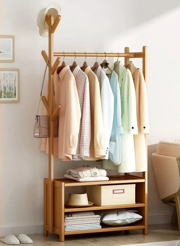 Meuble porte manteau chaussure en bois clair ouvert 70cm