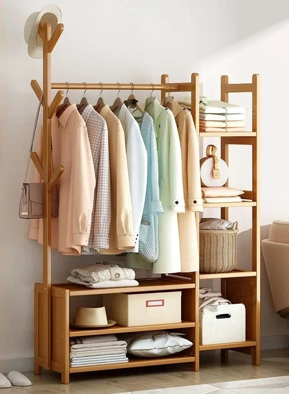 Meuble porte manteau chaussure en bois clair ouvert 100cm
