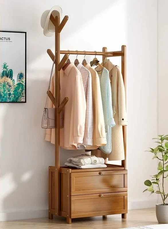 Meuble porte manteau chaussure en bois foncé fermé 50cm