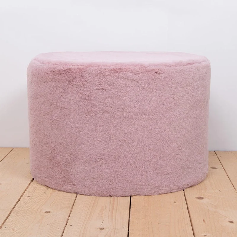 Pouf Rond en Velours Rose