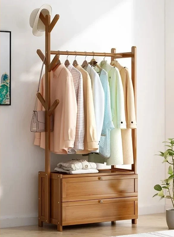 Meuble porte manteau chaussure en bois foncé fermé 70cm