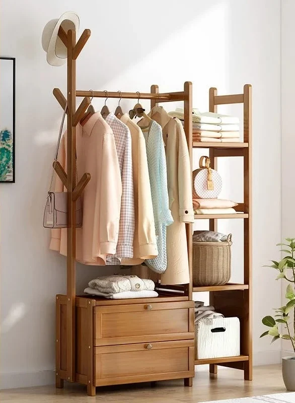 Meuble porte manteau chaussure en bois foncé fermé 80cm