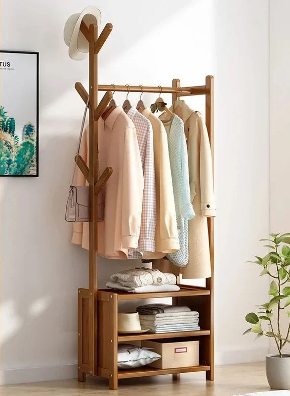 Meuble porte manteau chaussure en bois foncé ouvert 50cm