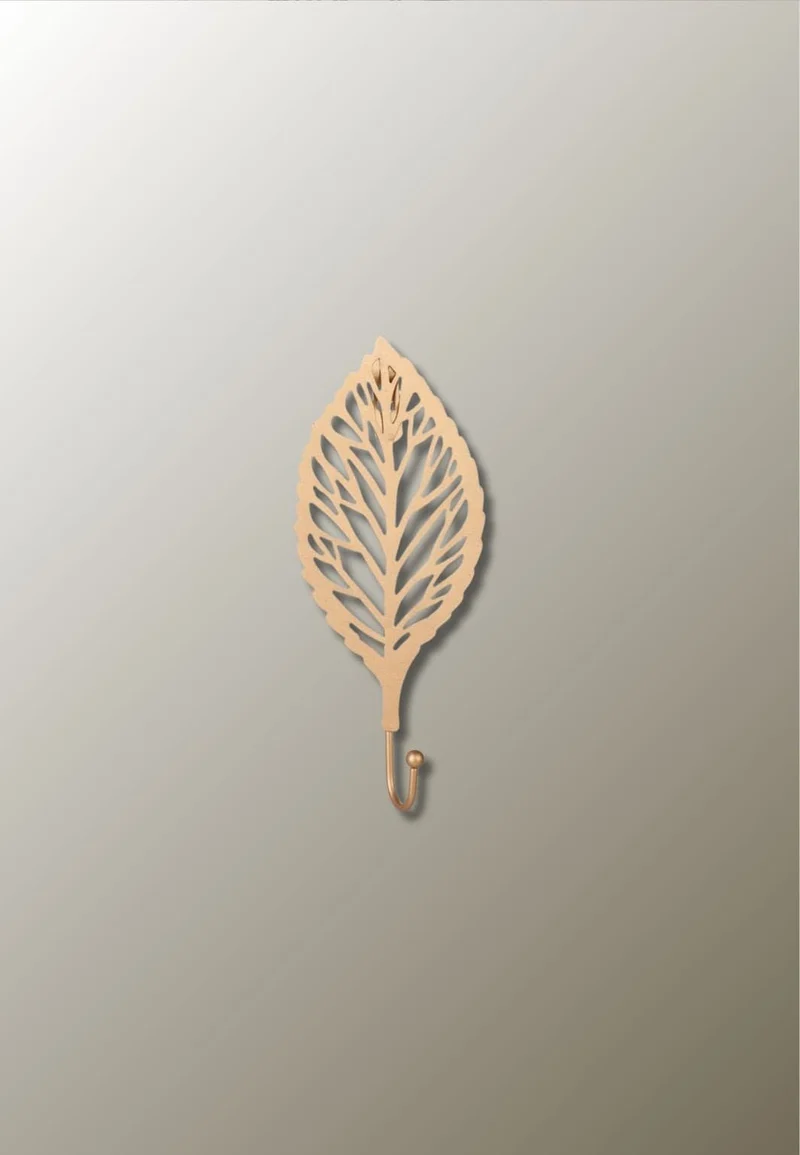 Patère porte manteau Feuille Sobre Dorée
