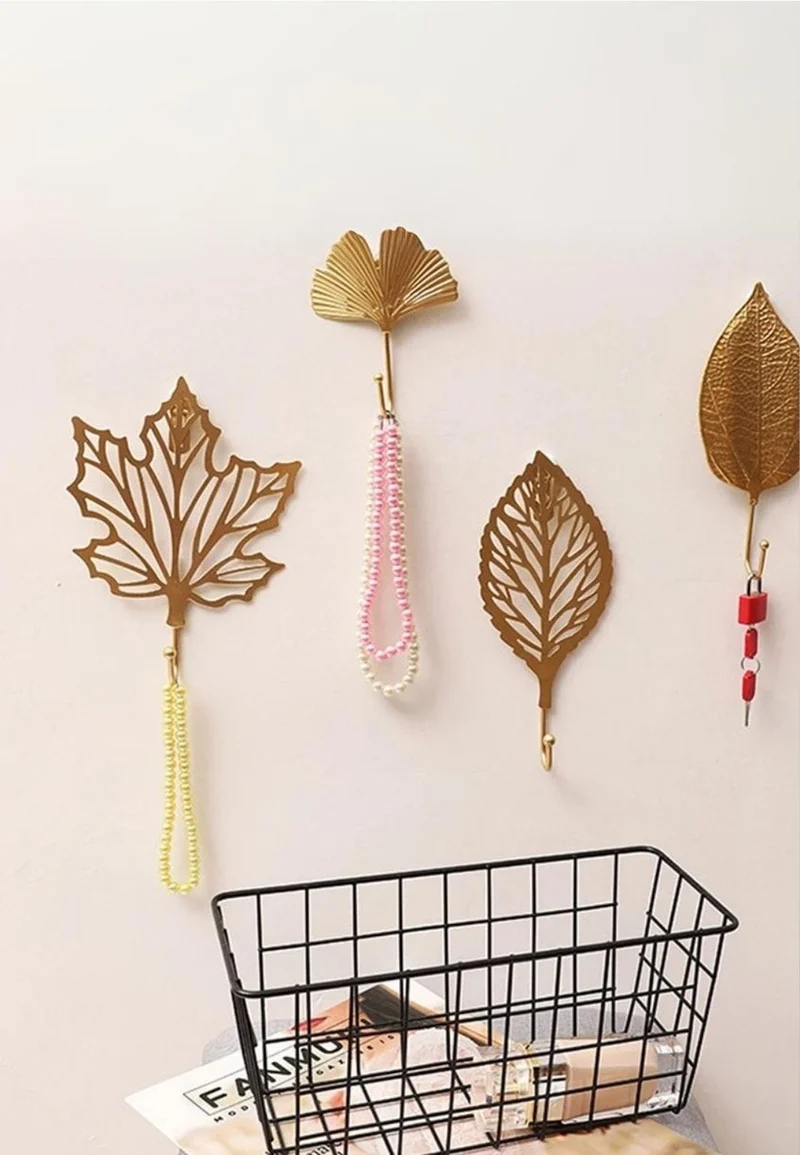 Patère porte manteau Feuille Sobre Dorée