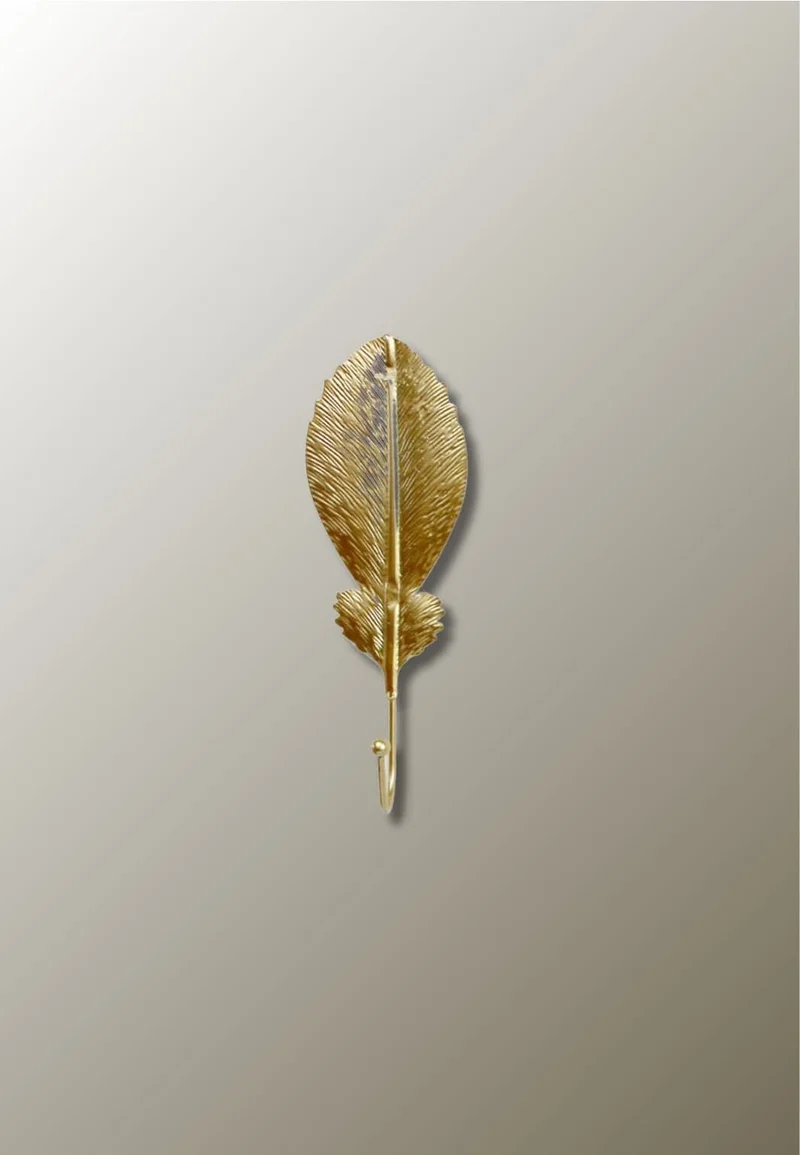 Patère porte manteau Feuille Simple Dorée