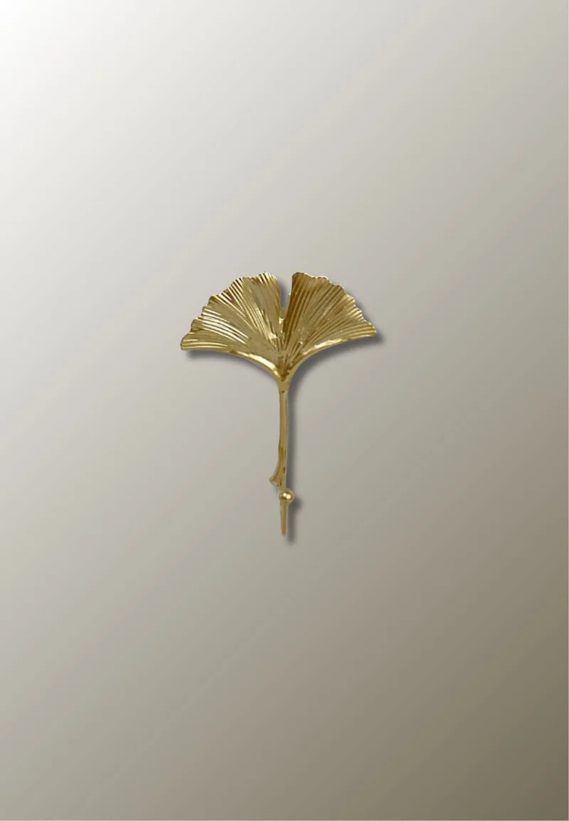 Patère porte manteau Feuille Large Dorée