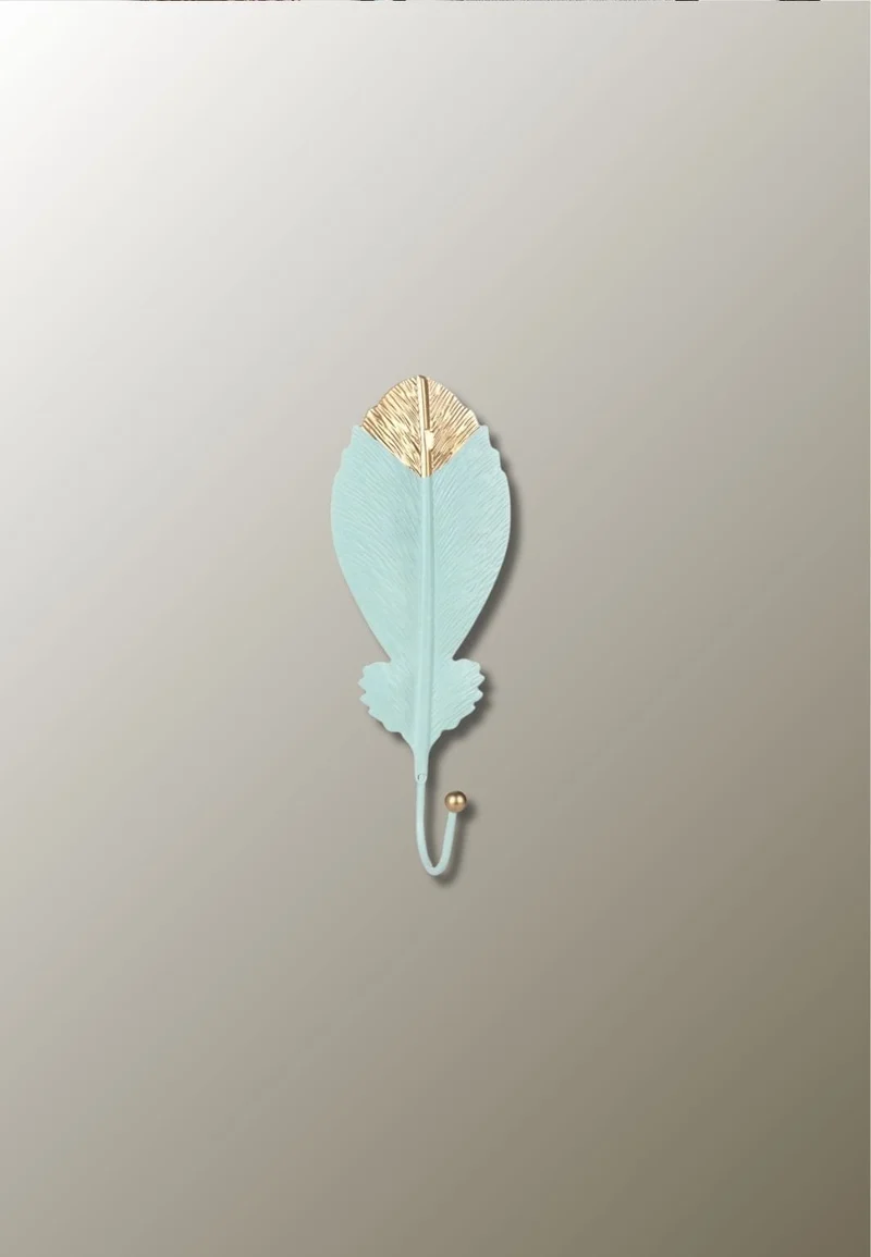 Patère porte manteau Feuille Simple Bleue
