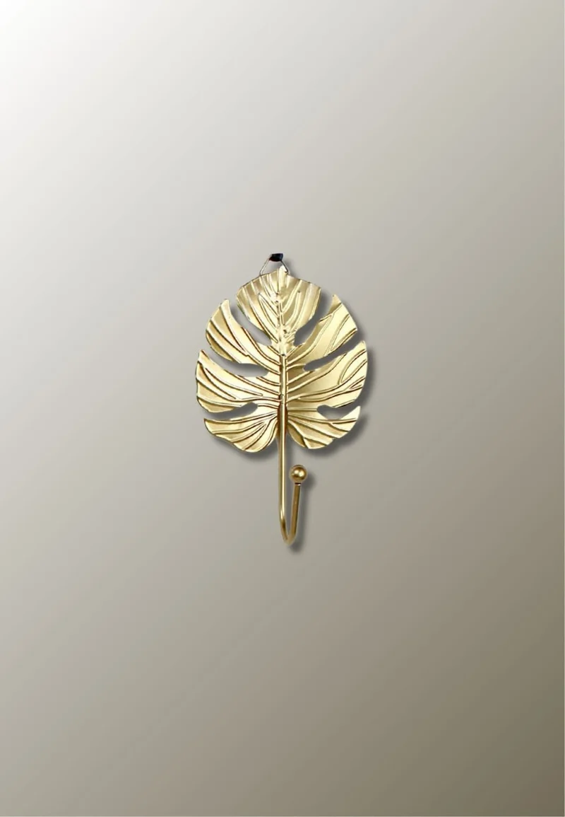 Patère porte manteau Feuille Plate Dorée