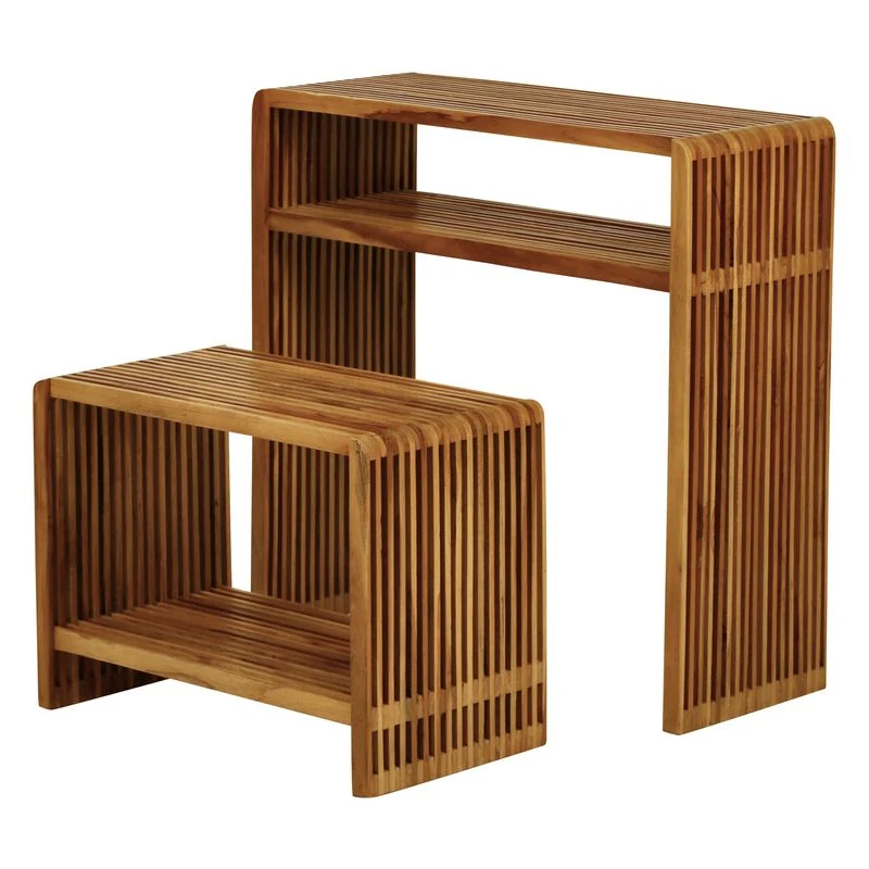 Consoles gigognes teck recyclé 74cm - Set de 2