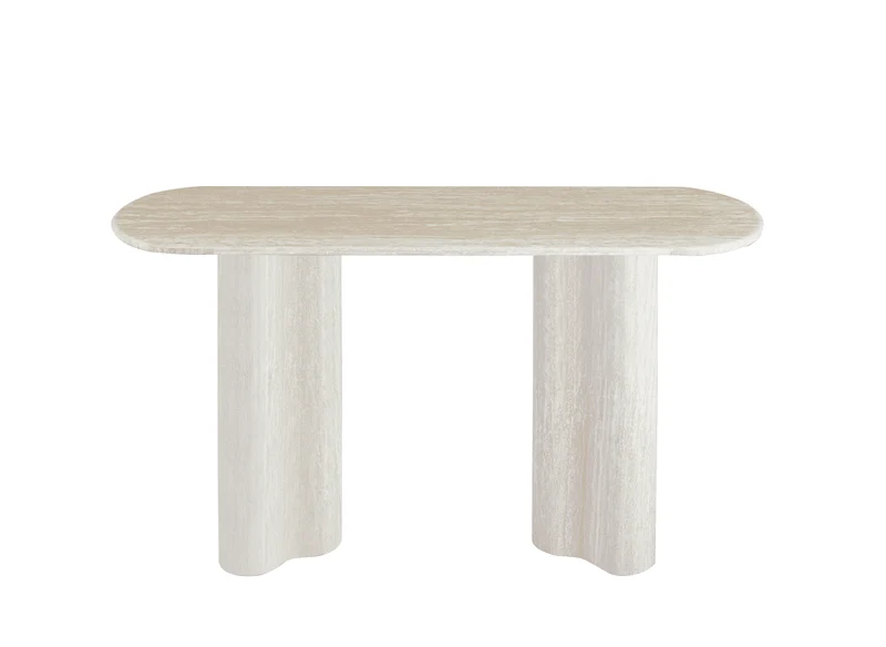 Console en marbre composite beige pieds forme organique VANINA