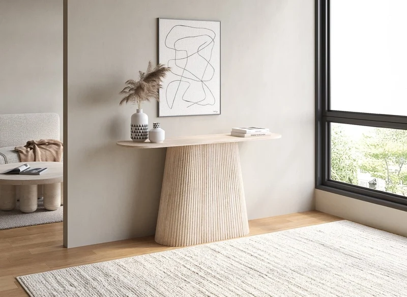 Console en marbre composite beige TIANA