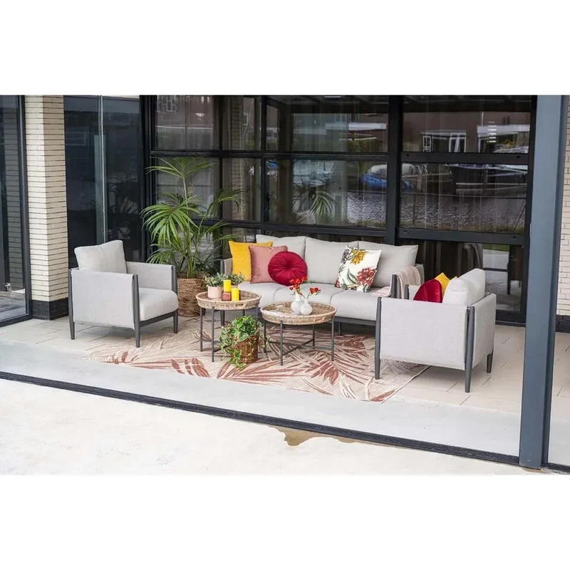 Set van twee bijzettafels Benidorm - wicker met aluminium - voor binnen en buiten