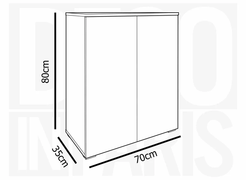 Meuble à chaussures 2 portes et 4 tiroirs en bois BAKI