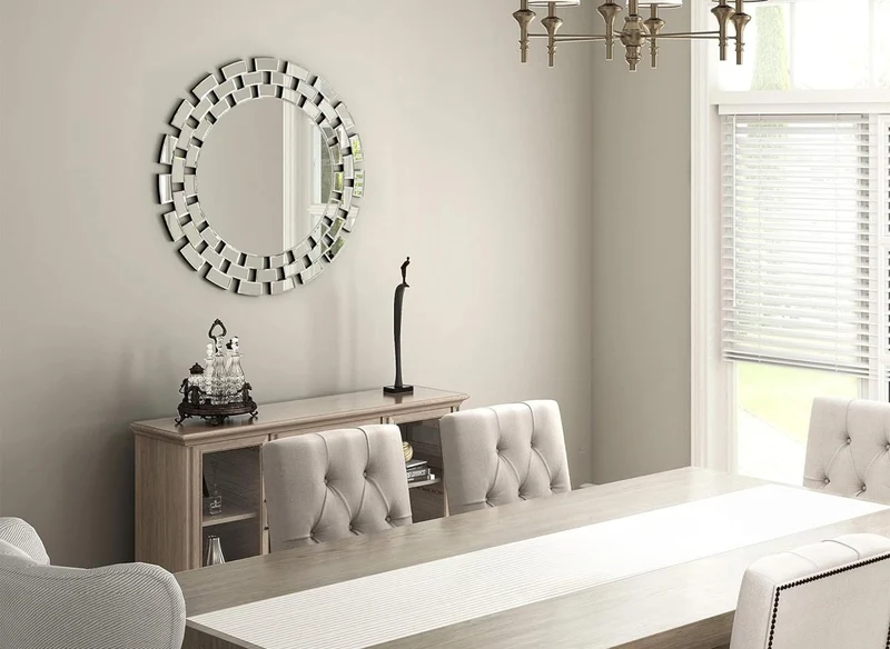 Miroir mural rond argenté 90 cm ALBA