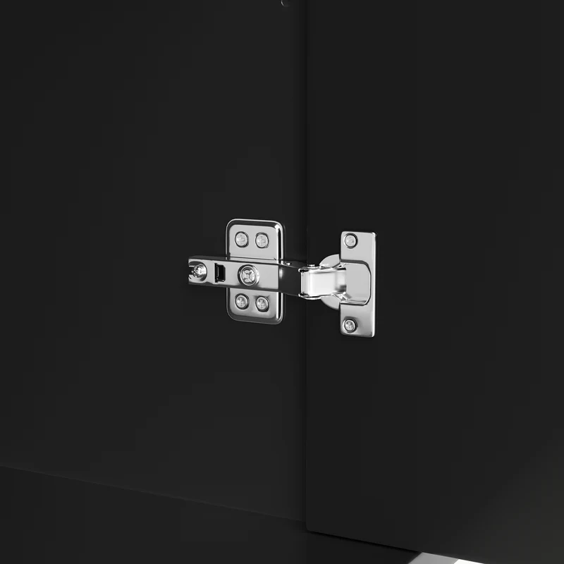 Buffet chic noir 4 portes avec motifs géométriques et détails dorés 140x40x80cm AURORALON