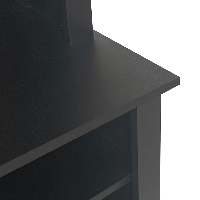 Unequivalent Vestiaire d’Entrée 120x40x190 cm Noir MDF avec Banc, Patères et Range-Chaussures