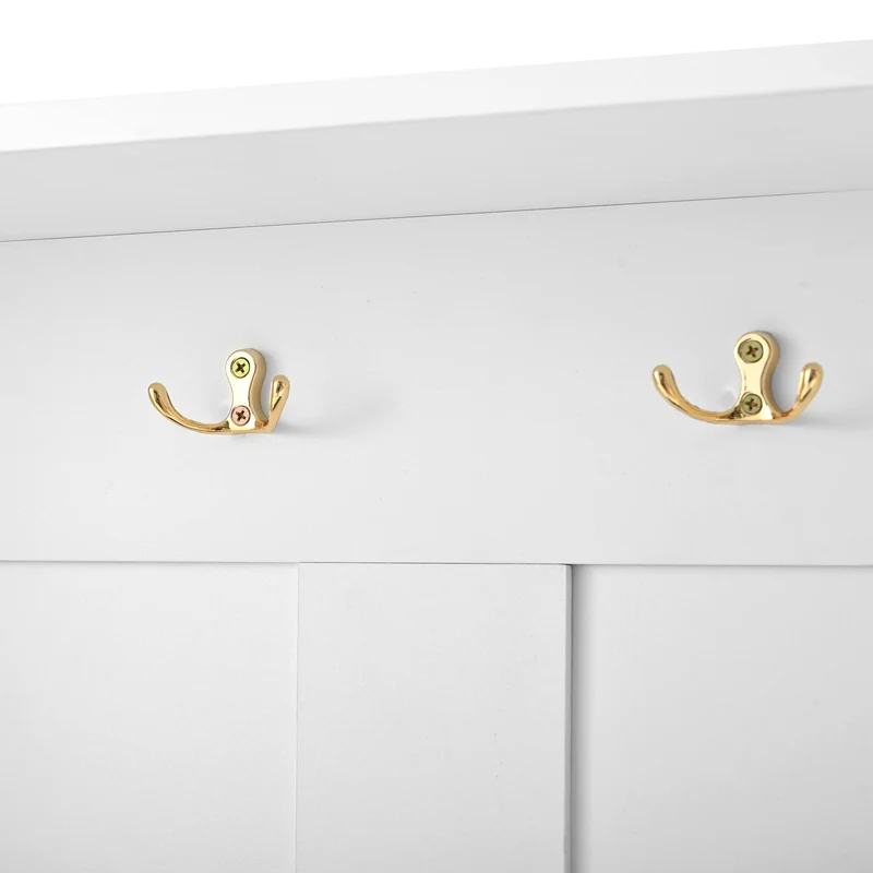 Cinematographical Vestiaire d’entrée blanc 120x40x191 cm en MDF, porte-manteaux avec banc à chaussures