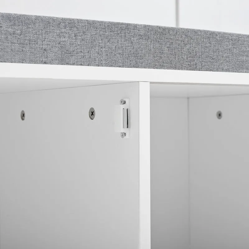 Cinematographical Vestiaire d’entrée blanc 120x40x191 cm en MDF, porte-manteaux avec banc à chaussures