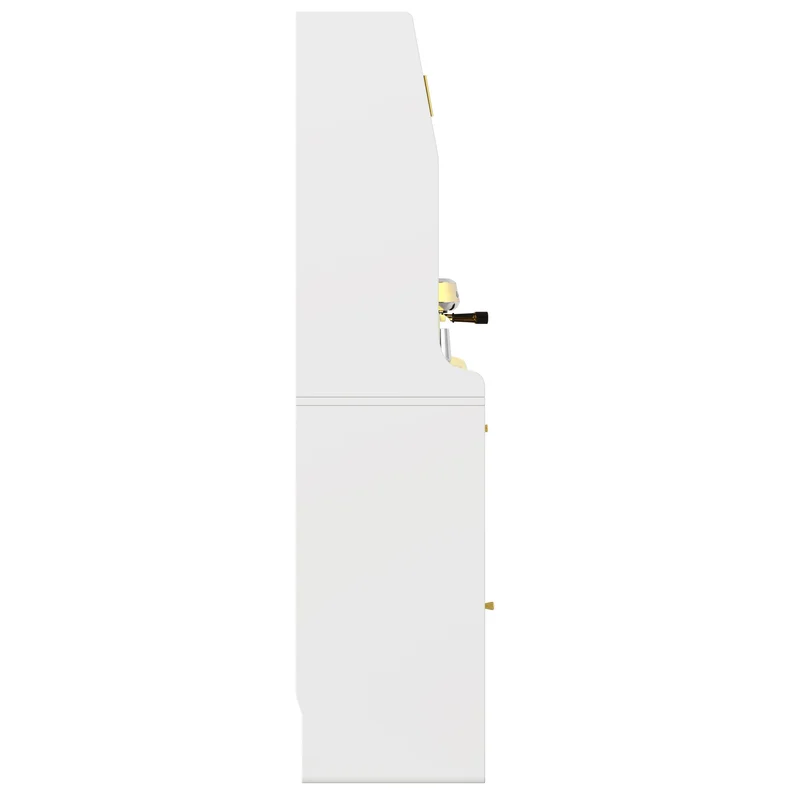 Ireful Buffet cuisine blanc 120x40x180 cm avec LED, vitrines, 2 tiroirs et étagères réglables