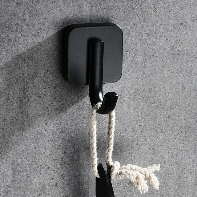 Crochet Porte Manteau Petit Rectangle Noir (x2)