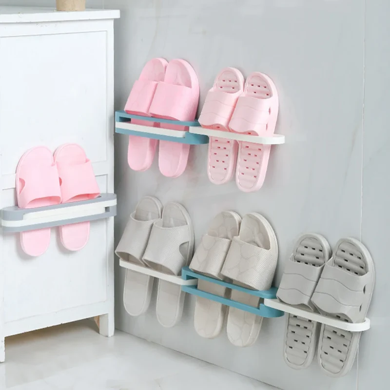Range-chaussures mural pliable pour chaussons de salle de bain