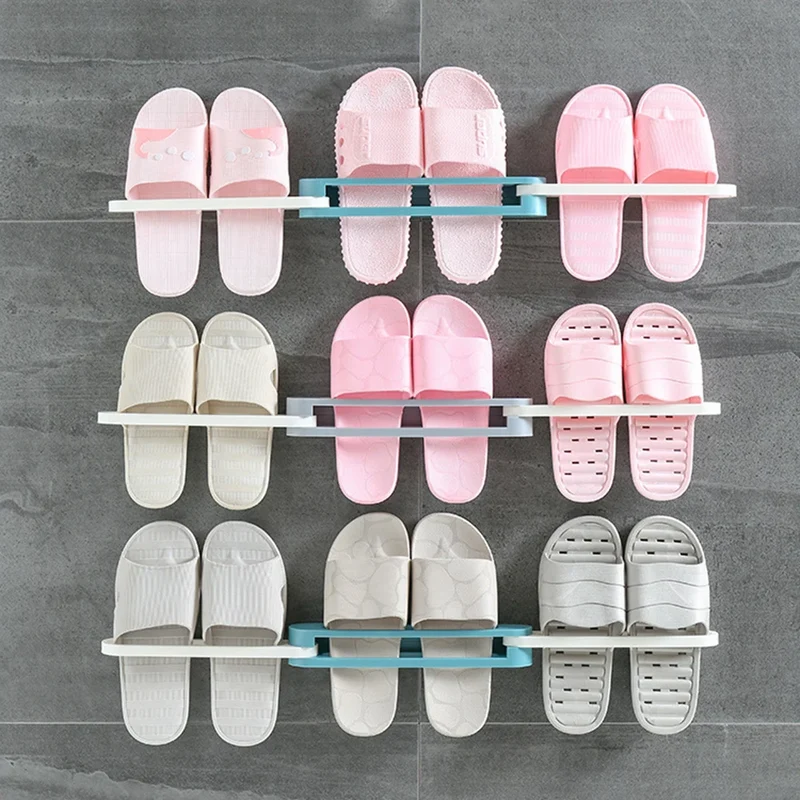 Range-chaussures mural pliable pour chaussons de salle de bain