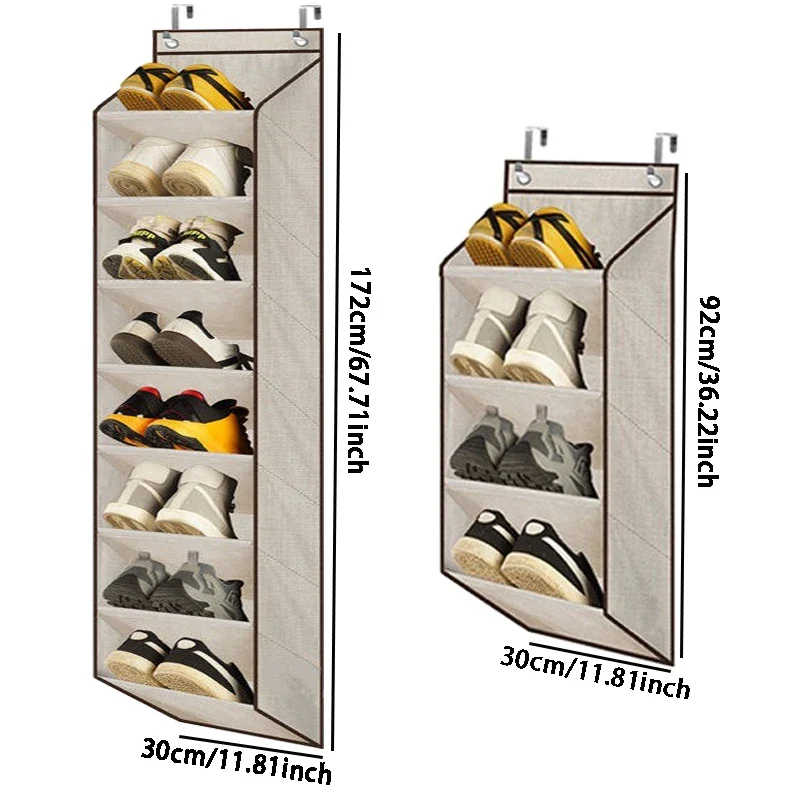 Organiseur à chaussures suspendu pour porte, 4 ou 8 niveaux