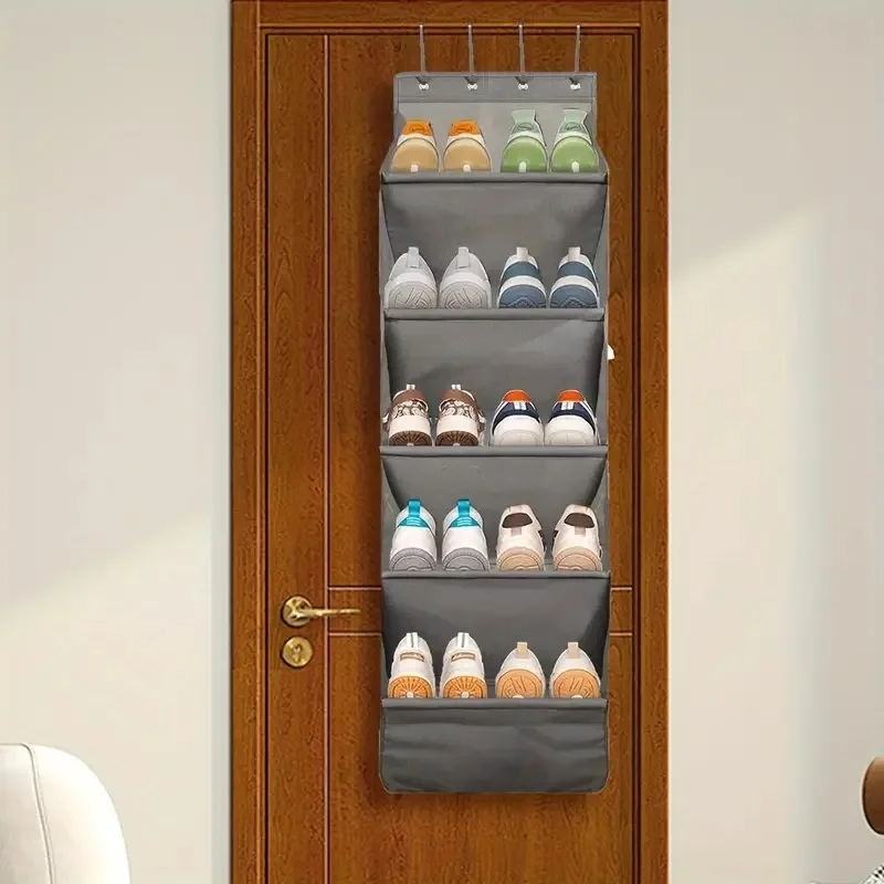 Organiseur à chaussures suspendu 5 niveaux gris