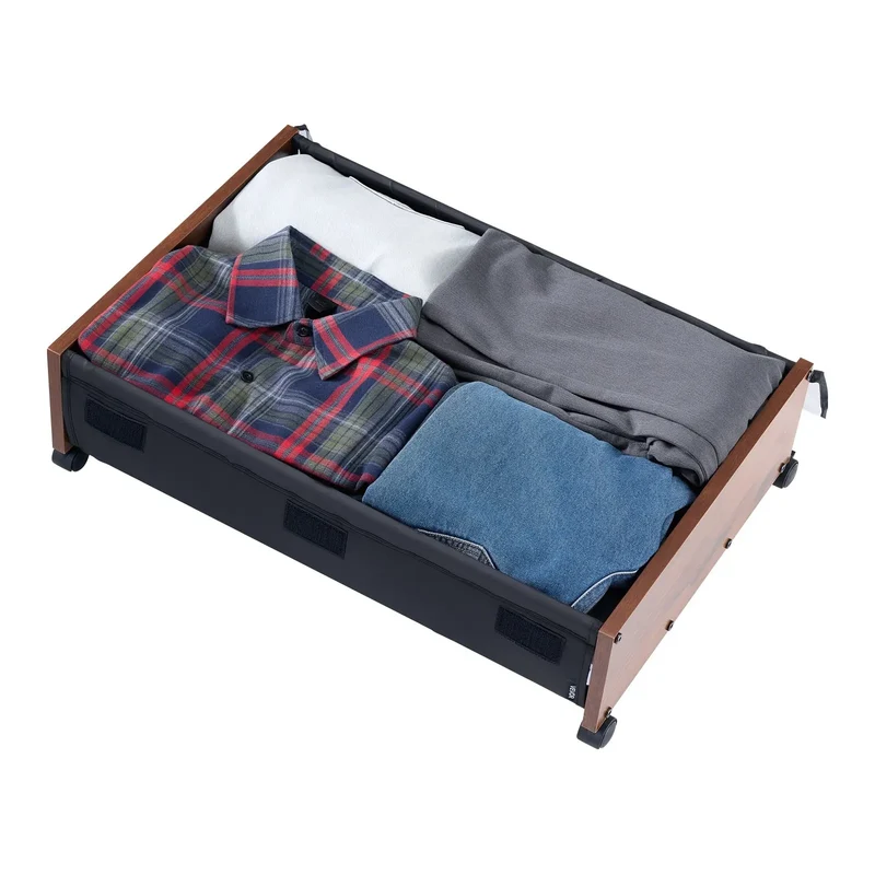 2 rangements sous-lit roulants avec couvercle transparent