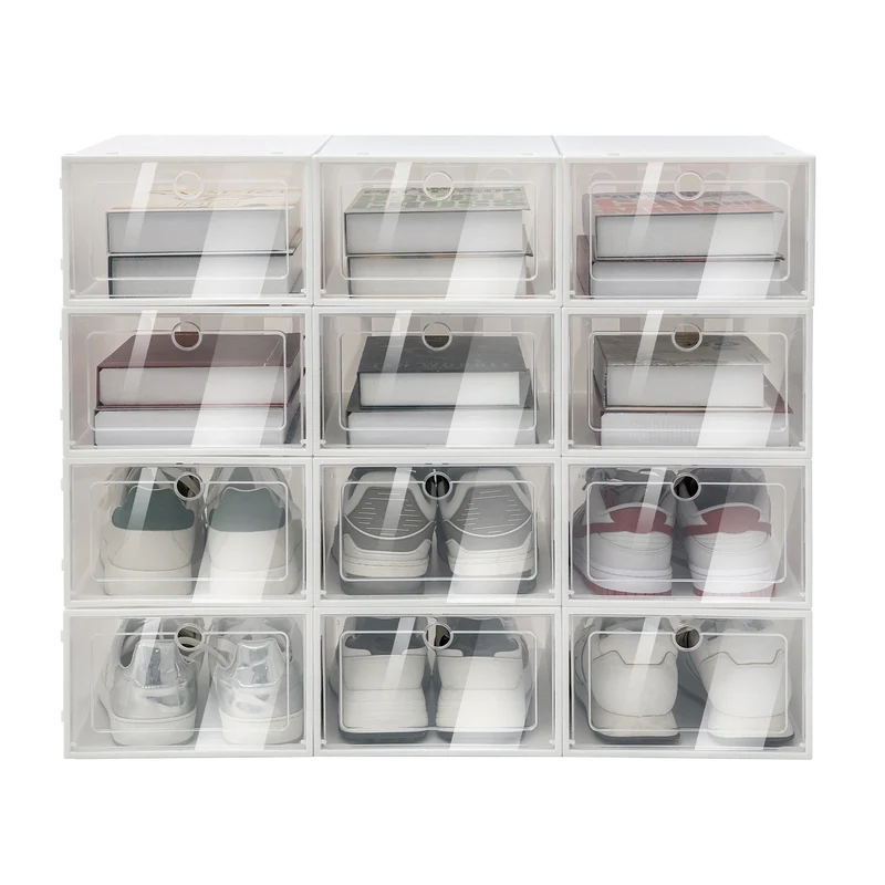 Boîtes à chaussures pliables transparentes, 20 ou 24 pièces