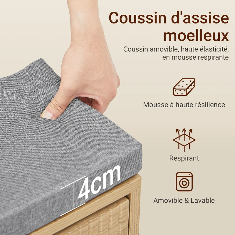 SoBuy FSR211-N Banc à Chaussures d'Entrée 24 cm – Naturel