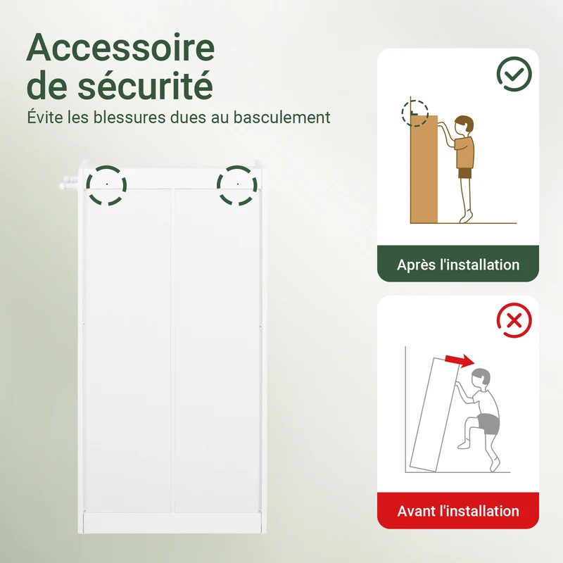 SoBuy FSR108-W Armoire à Chaussures 3 Abattants avec 2 Crochets et Porte-Manteau – 55×30×112 cm, 45 kg, MDF + Bambou, Blanc