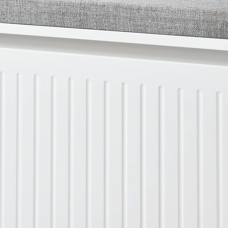 SoBuy FSR98-L-W Banc à Chaussures avec Coussin Rembourré et 1 Abattant pour Entrée Couloir – 80x26x45 cm, Blanc