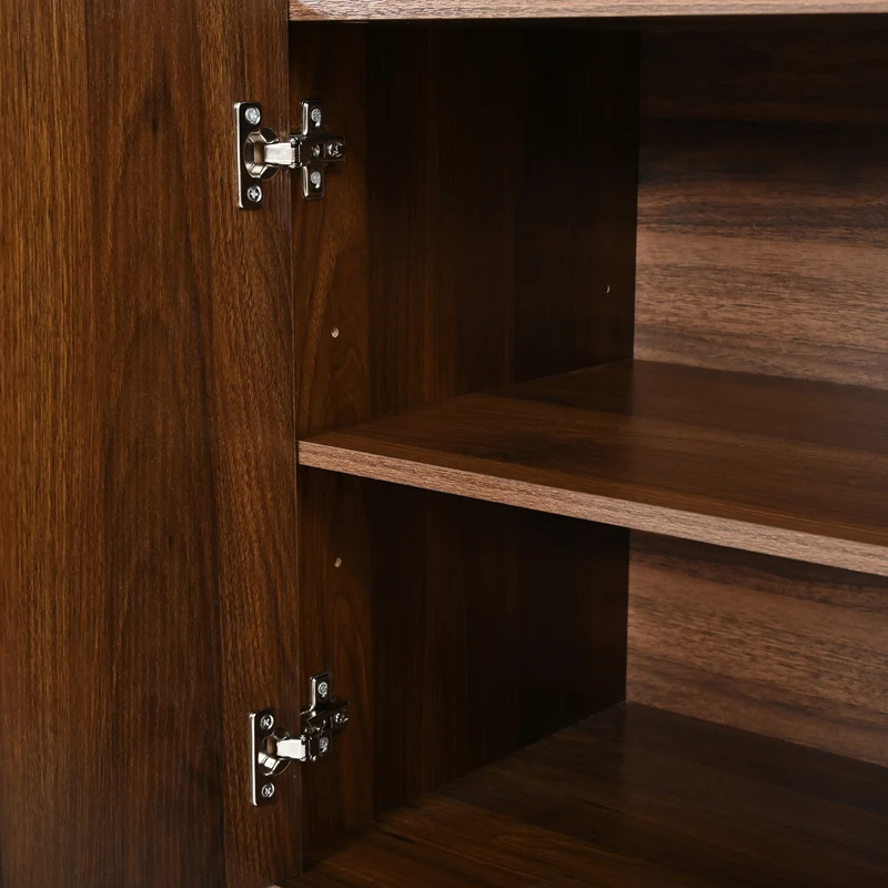 Buffet effet noyer façade rainurée à 3 portes, style vintage 140cm RUSTICPRO