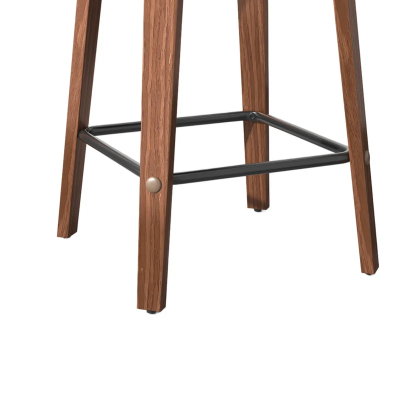 Lot de 2 tabourets de bar en bois noyer et PU marron pivotants 360° H94cm style vintage RUSTICWALL
