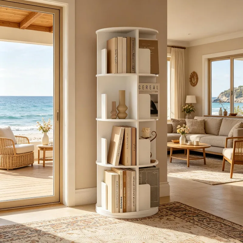 Bibliothèque rotative en bois, 16 compartiments