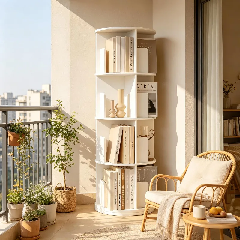 Bibliothèque rotative en bois, 16 compartiments