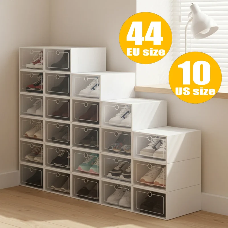 24 boîtes à chaussures empilables transparentes en PP