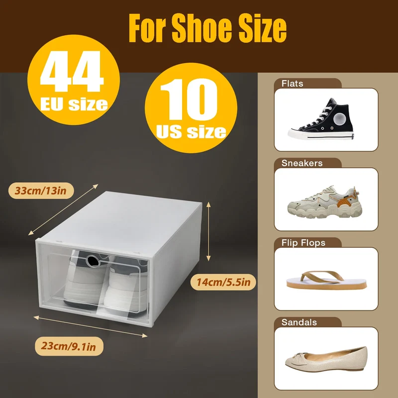 24 boîtes à chaussures empilables transparentes en PP