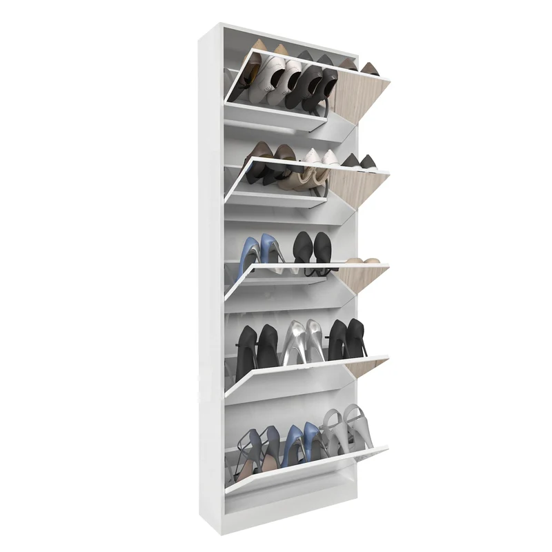 Meuble à chaussures blanc avec miroir pleine hauteur