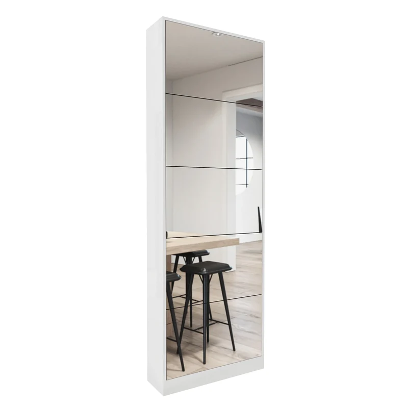 Meuble à chaussures blanc avec miroir pleine hauteur