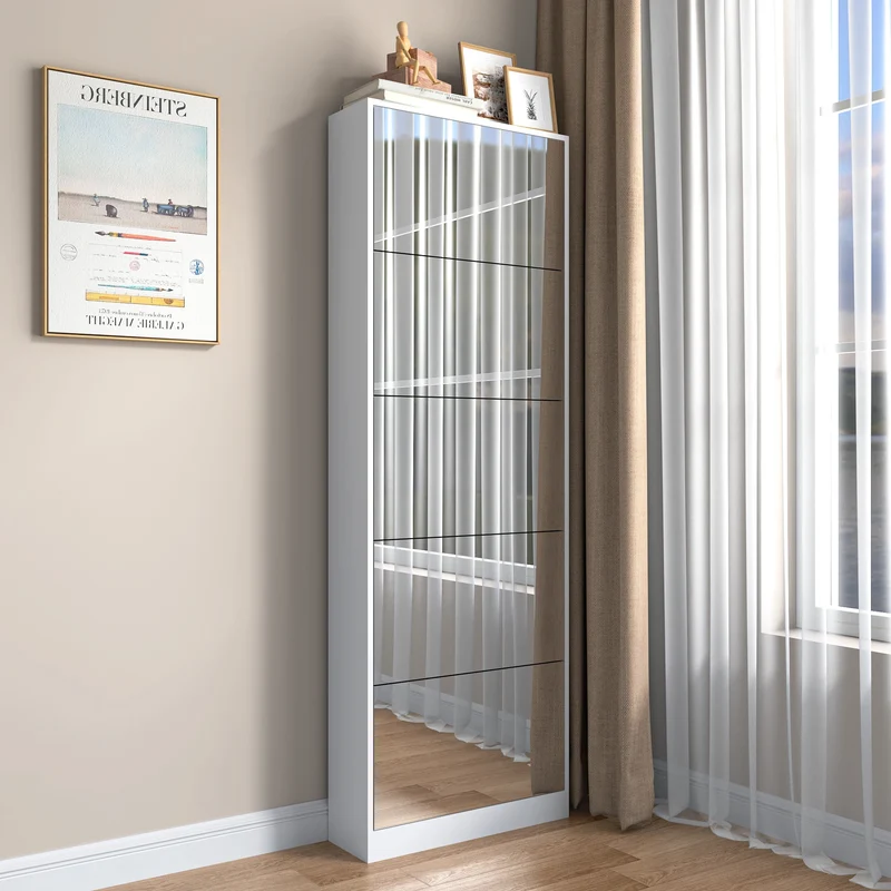 Meuble à chaussures blanc avec miroir pleine hauteur