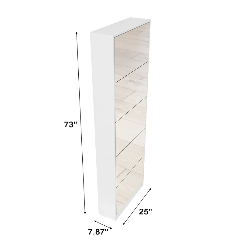 Meuble à chaussures blanc avec miroir pleine hauteur