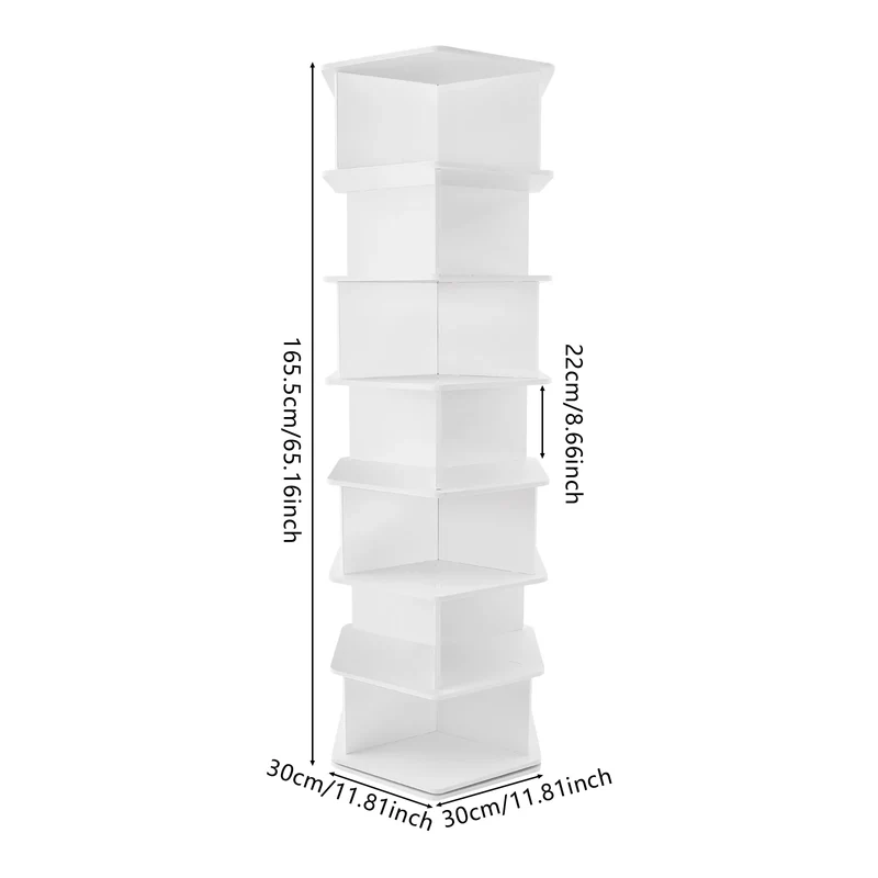 Meuble à chaussures rotatif blanc, 7 niveaux