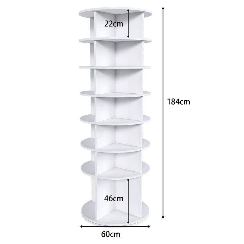 Meuble à chaussures rotatif 360° blanc, 6 ou 7 niveaux