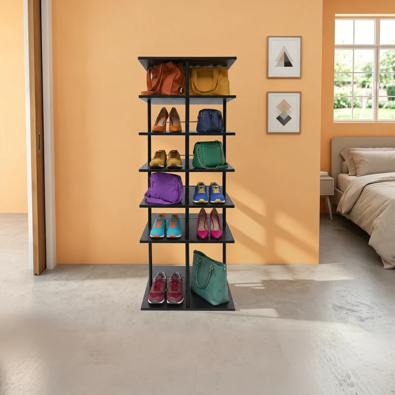 Étagère à chaussures 6 niveaux, rotation à 360°