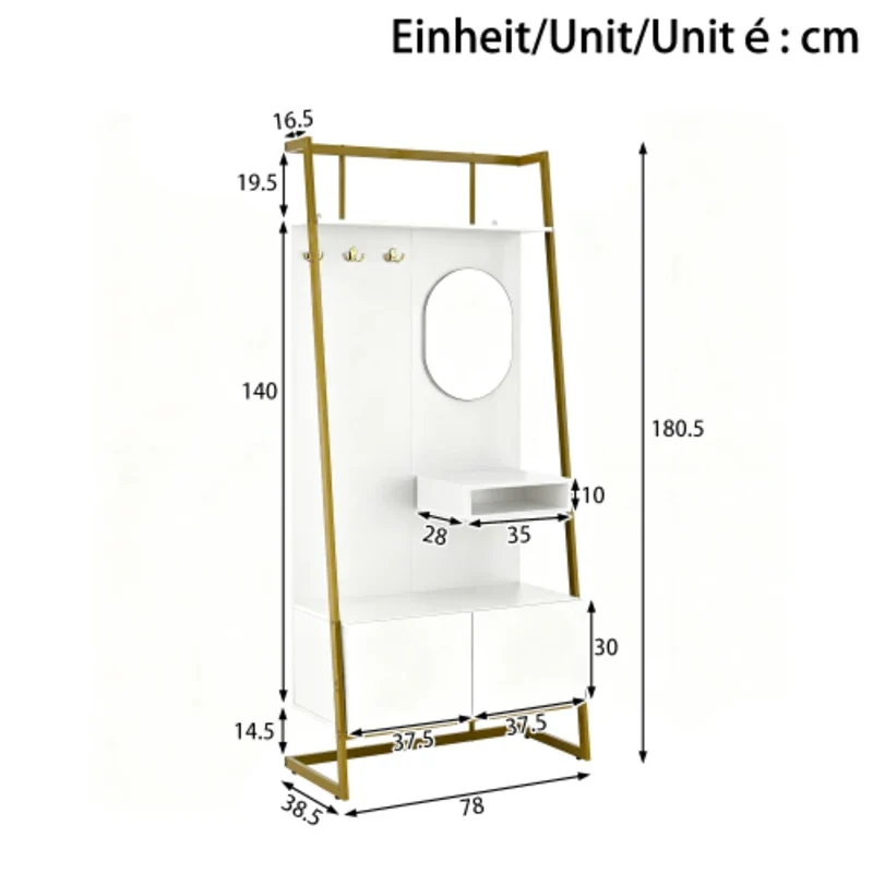 Meuble d'entrée avec miroir, patères et rangement à chaussures