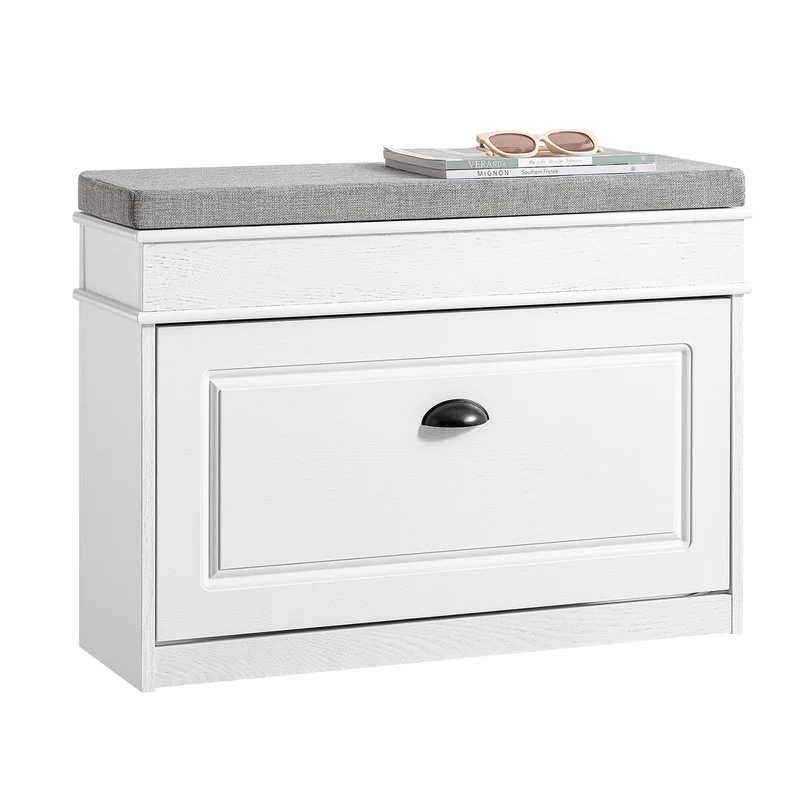 SoBuy FSR82-L-WG Banc à Chaussures Coffre Gain de Place – Coussin et Tiroir Push-to-Open